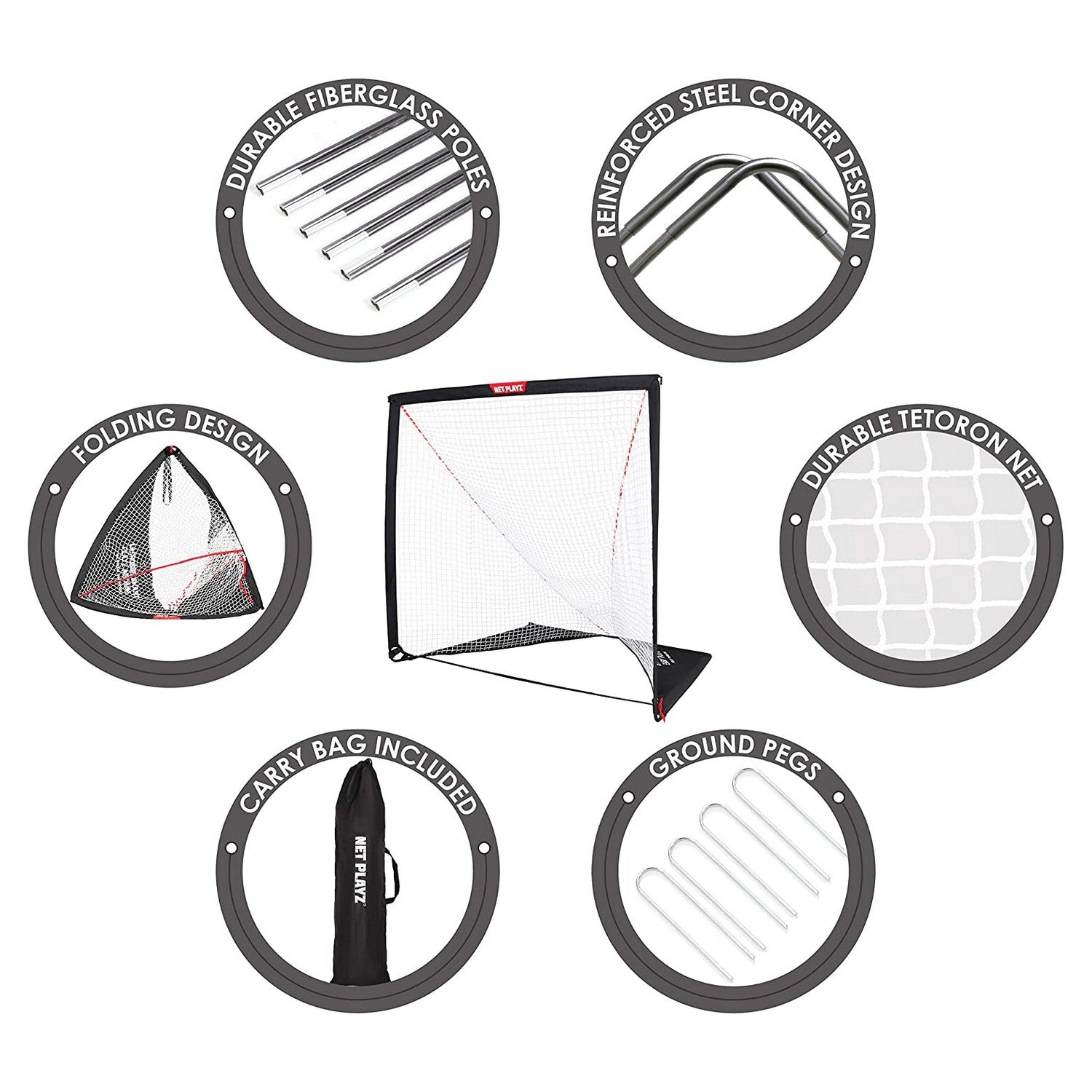 6FT LACROSSE GOAL |  EASY PLAYZ MIDI product features image, NET PLAYZ, NetPlayz, Sports Equipment Supplier, Sports Training Equipment Supplier, sports equipment manufacturers, United States Of America, USA, Canada, Europe, Africa, lacrosse store, lacrosse equipment, lacrosse training aids, lacrosse accessories, best Lacrosse training aids, best lacrosse swing training aids, best hockey swing aids, hockey swing training aids, lacrosse training equipment