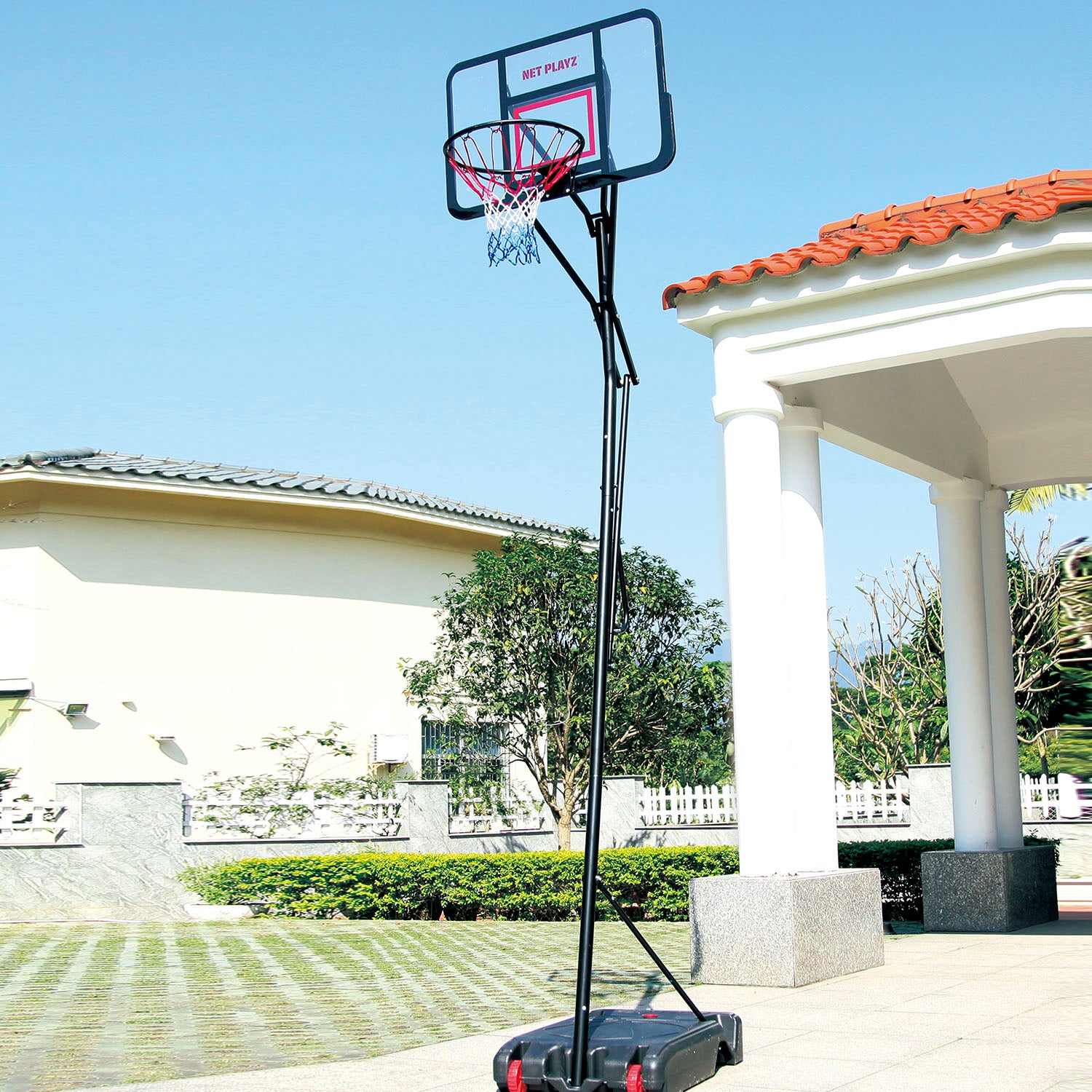 PORTABLE BASKETBALL HOOP close up product image, NET PLAYZ, NetPlayz, Sports Equipment Supplier, Sports Training Equipment Supplier, sports equipment manufacturers, United States Of America, USA, Canada, Europe, Africa, soccer ball, sports goods, sports equipment, athletic equipment, soccer equipment, basketball training equipment, Basketball training accessories, Basketball training devices, training equipment, sports equipment manufacturers, athletic equipment manufacturers