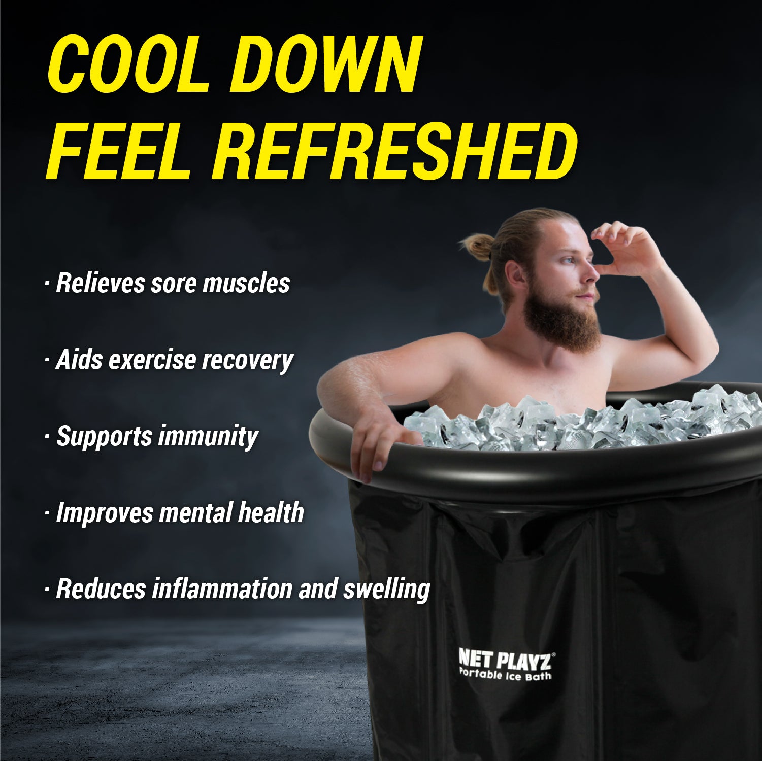 PORTABLE ICE BATH TUB | EASY PLAYZ benefits image, SPORTS ACCESSORIES, NET PLAYZ, NetPlayz, Sports Equipment Supplier, Sports Training Equipment Supplier, sports equipment manufacturers, United States Of America, USA, Canada, Europe, Africa, soccer ball, sports goods, sports equipment, athletic equipment, soccer equipment, soccer training equipment, soccer training accessories, soccer training devices, training equipment, sports equipment manufacturers, athletic equipment manufacturers