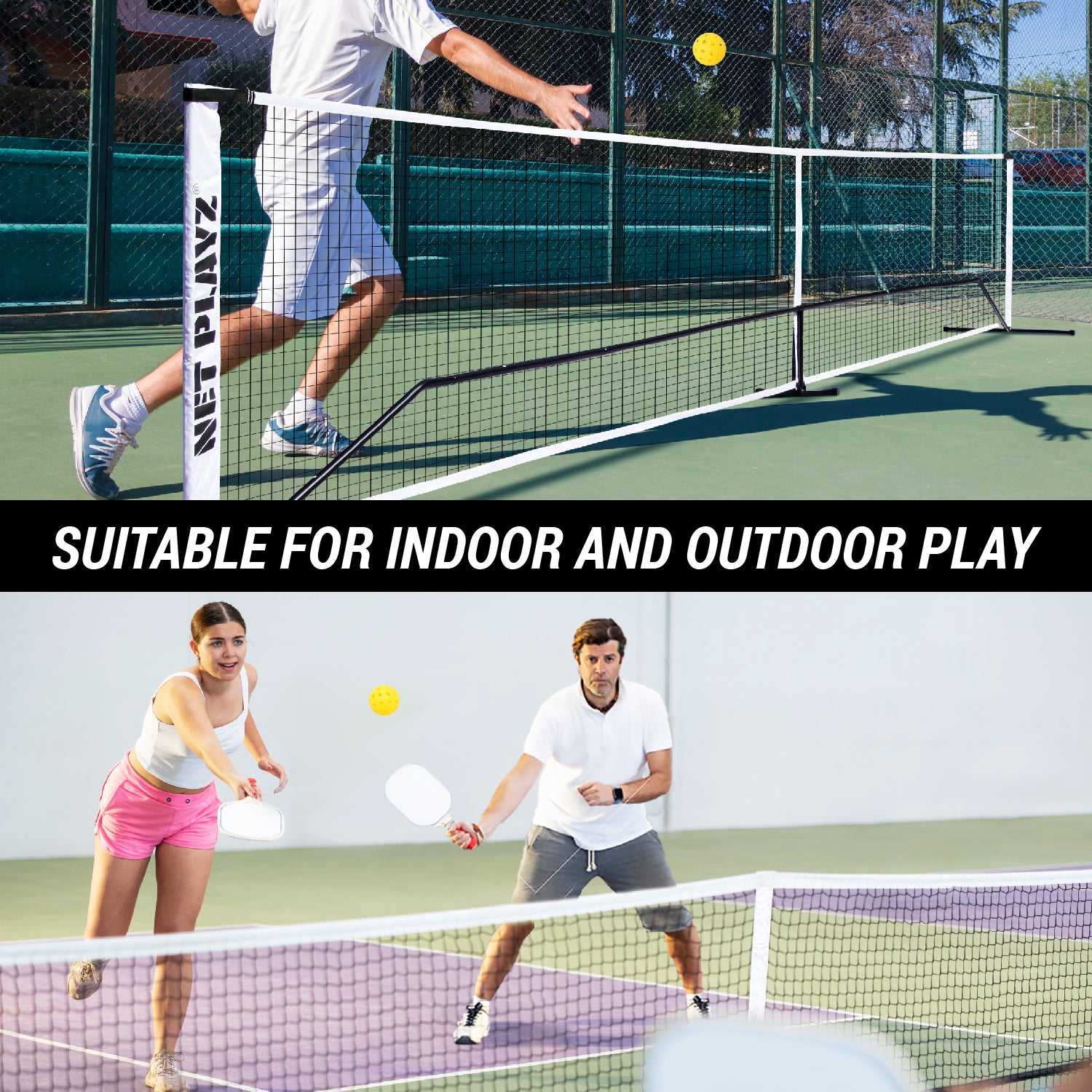 FULL SIZE PICKLEBALL NET | ADVANCED PLAYZ lifestyle image 2, NET PLAYZ, NetPlayz, Sports Equipment Supplier, Sports Training Equipment Supplier, sports equipment manufacturers, USA, Canada, tennis training equipment, tennis training device, tennis training accessories, tennis equipment training, tennis practice equipment, tennis equipment for practice, tennis practice accessories, tennis practise equipment, tennis training aids, padel training equipment, pickleball training equipment